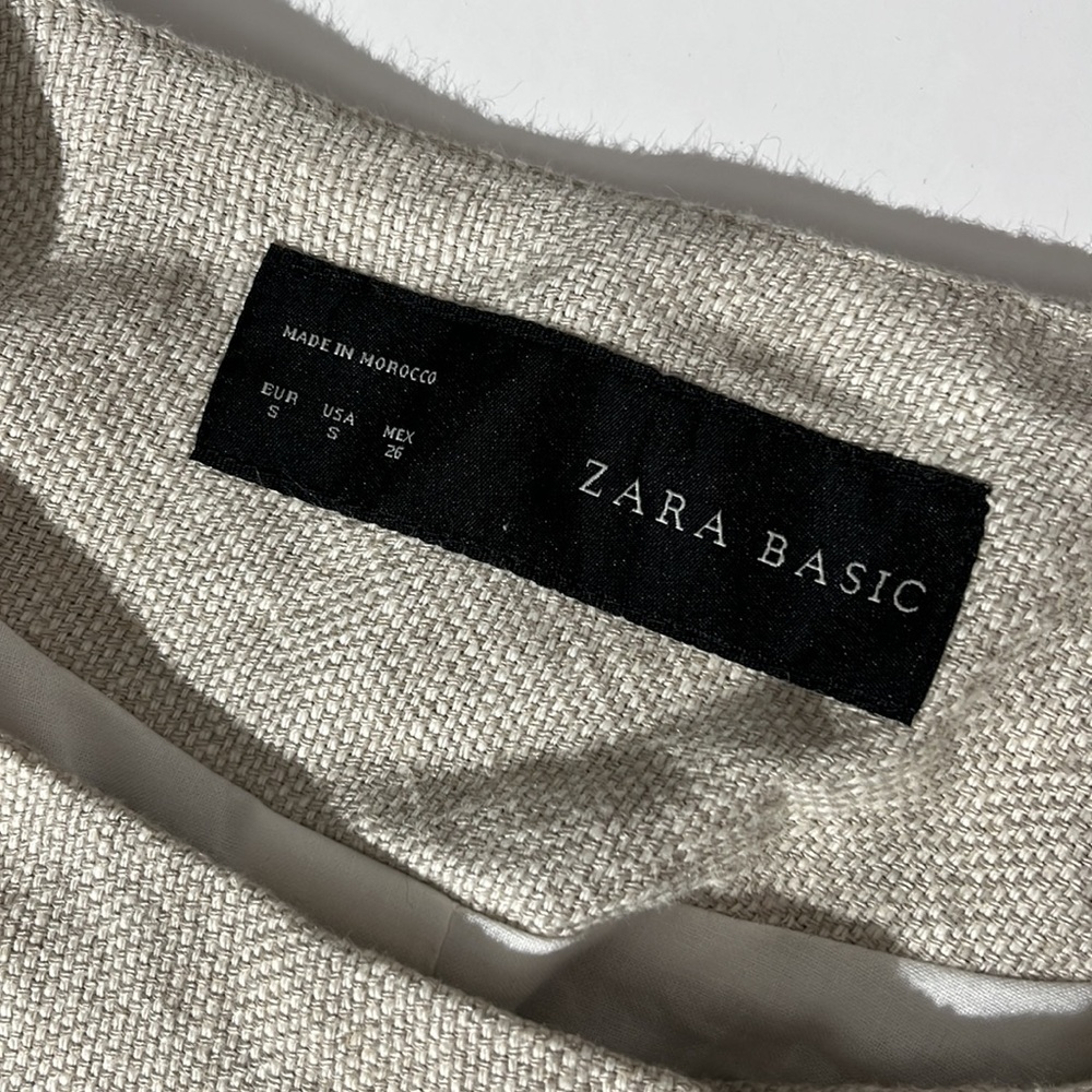 Zara Basic Spring Jacket Blazer Linen Blend Lined… - image 2